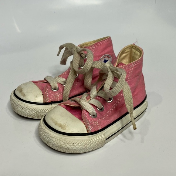 Converse all star pink hightop sneakers kids size 4 trendy punk casual - Picture 1 of 8
